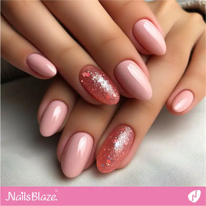 Short Pink Office Nails with Glitter Accent Nails Design | Professional Nails - NB2749